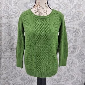 Loft cable knit fisherman style sweater Size Small Green gorpcore office church